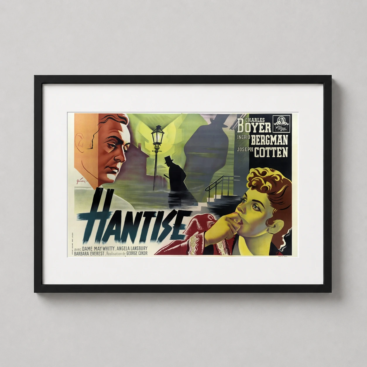 Gaslight Hantise — french 'Hantise' poster for the 1944 film Gaslight featuring Ingrid