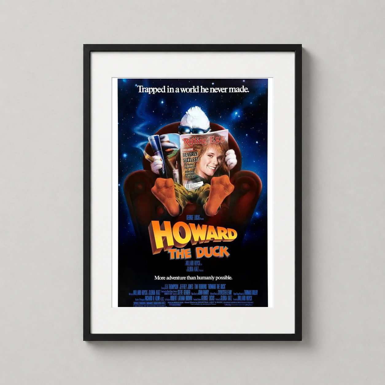 Howard the Duck — this vintage 1986 Howard the Duck art print features the cigar-smoking