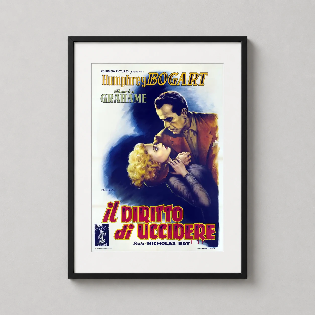 Lonely Place — italian 1950 film noir poster featuring Humphrey Bogart and Gloria