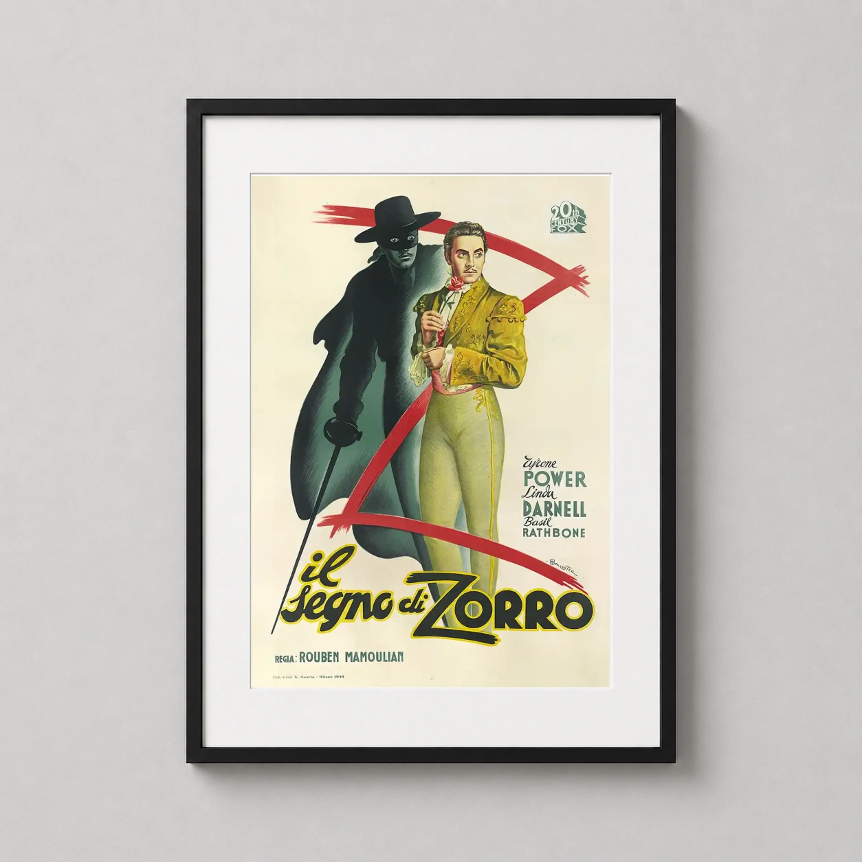 Mark of Zorro — vintage Italian poster for The Mark of Zorro featuring Tyrone Power in