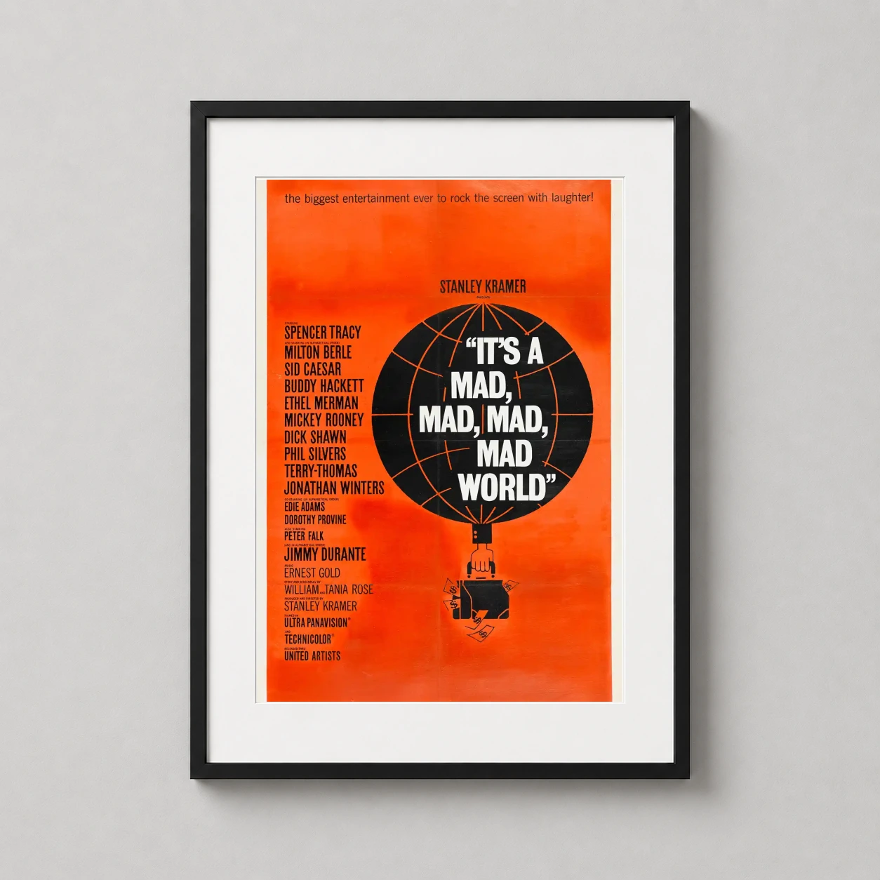 It's a Mad Mad Mad Film — vibrant orange 1963 movie poster for Stanley Kramer's epic comedy