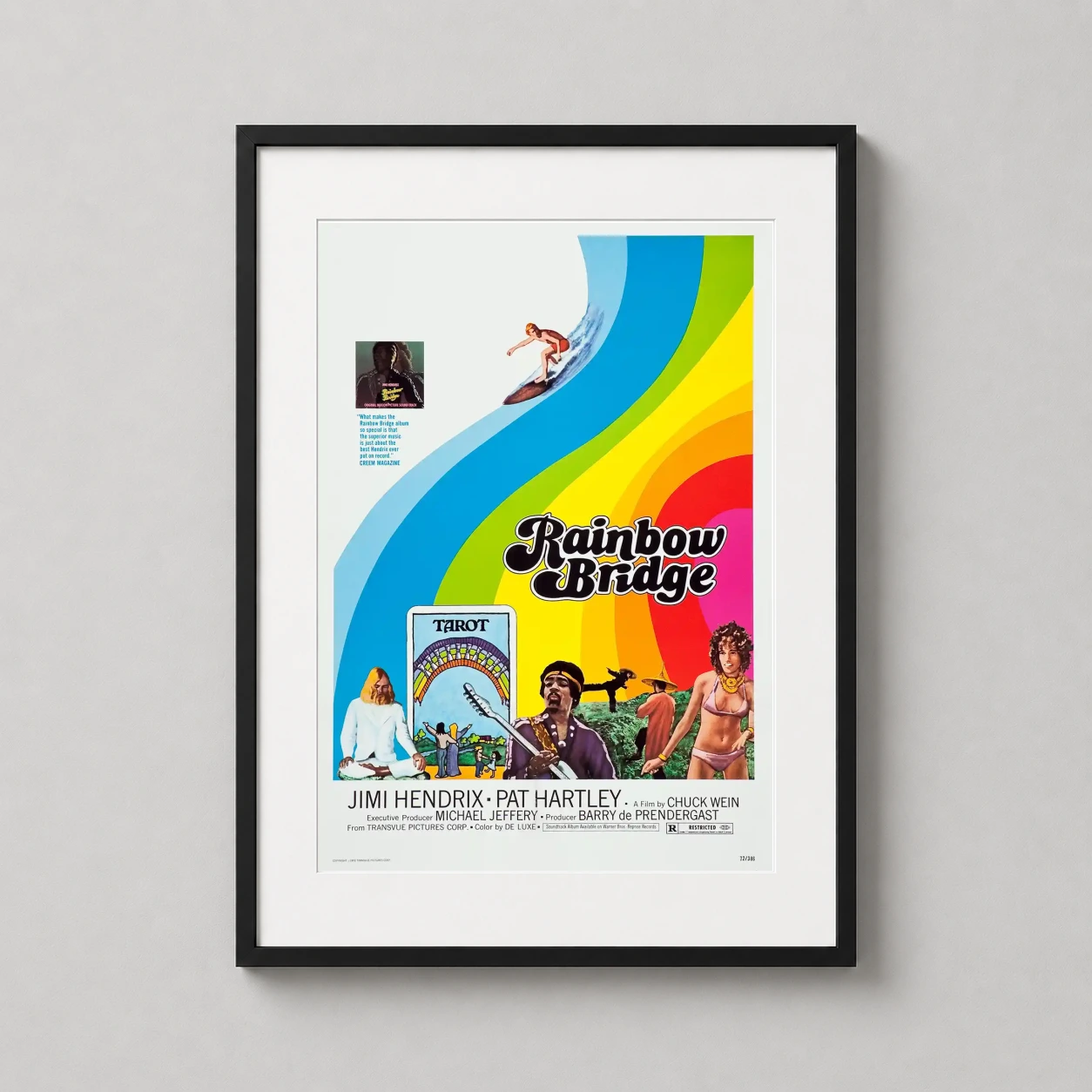 Rainbow Bridge Jimi Hendrix Psychedelic — this vintage graphic features Jimi Hendrix amidst a vibrant psychedelic