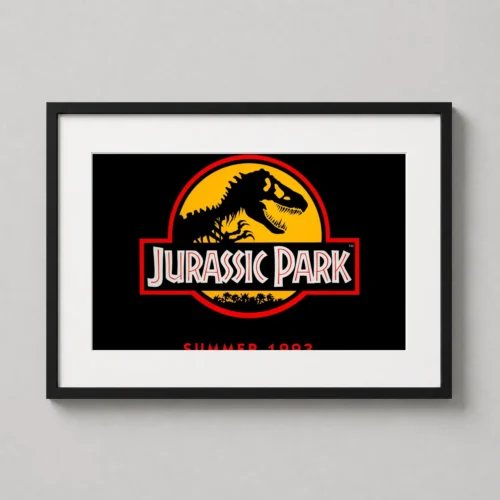 Jurassic Park Classic T-Rex Logo 1993 Film Art Movie Poster