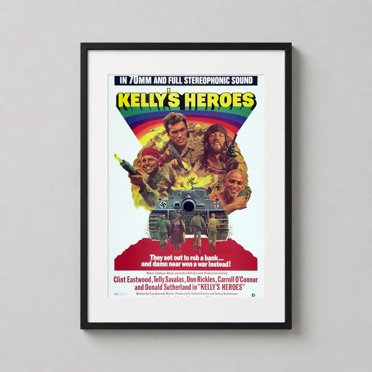 Kelly's Heroes Clint Eastwood — chaotic 1970s movie poster for Kelly's Heroes featuring Clint Eastwood