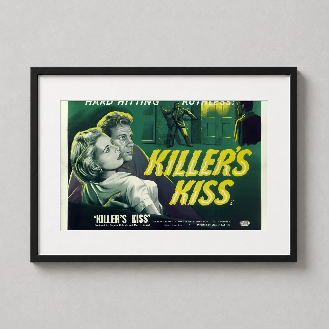Killer's Kiss Stanley Kubrick — dramatic vintage movie poster for Stanley Kubrick's 1955 film noir