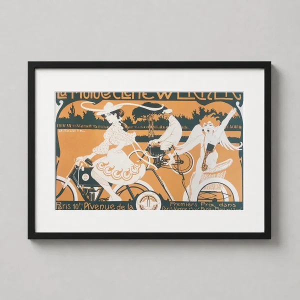 La Motocyclette Werner, Vintage 1905 Art Nouveau Movie Poster
