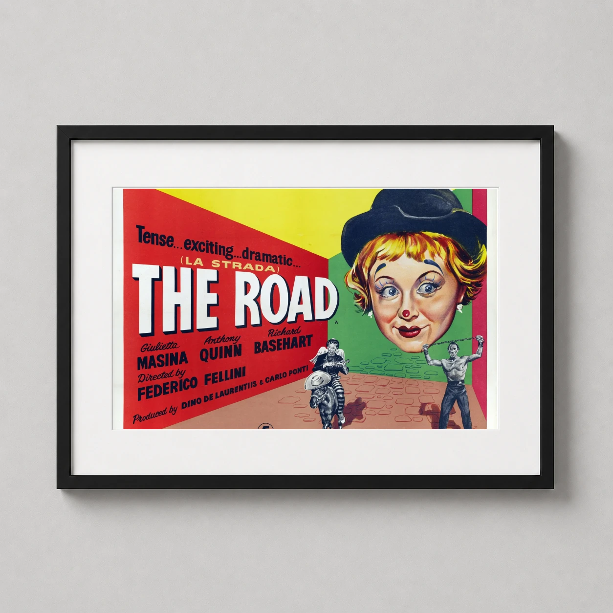 Strada Federico Fellini Quad — federico Fellini's 1954 masterpiece is captured in this British Quad