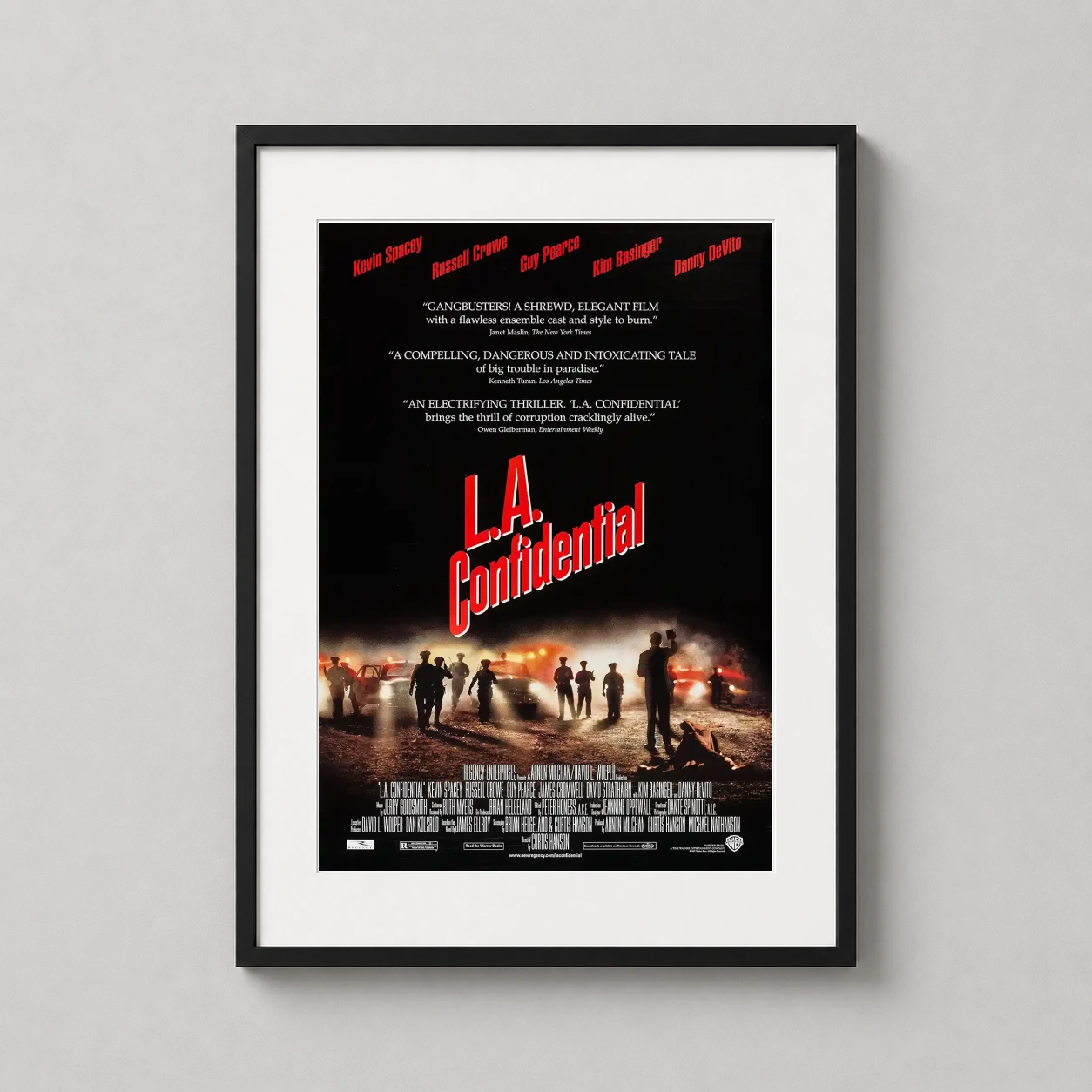 A Confidential — this L.A. Confidential art print features the iconic red title