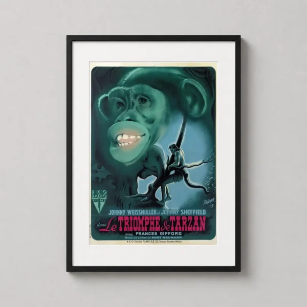 Tarzan Triumphs Vintage French Cheeta Movie Poster