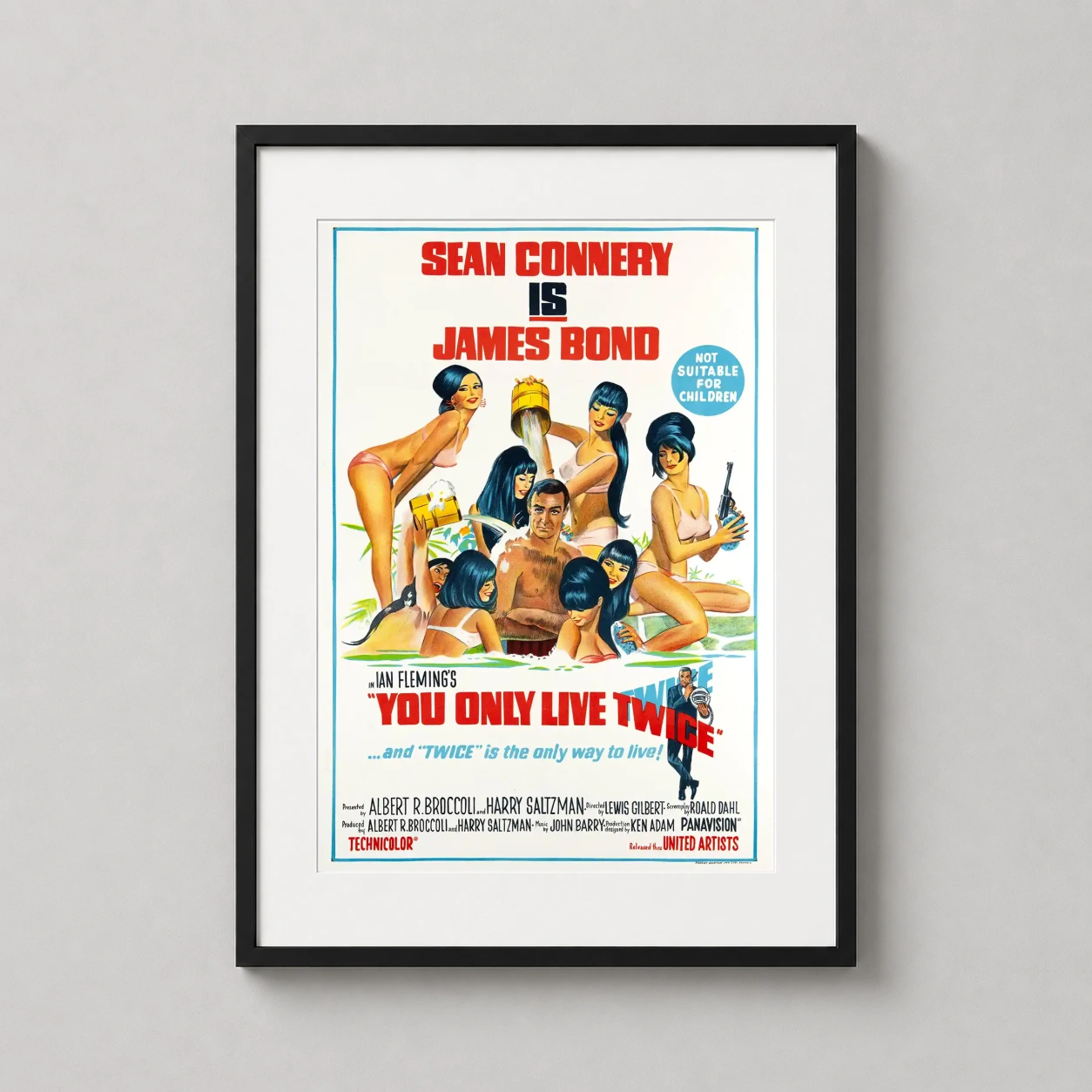 You Only Live Twice — vibrant retro movie poster featuring Sean Connery as James Bond