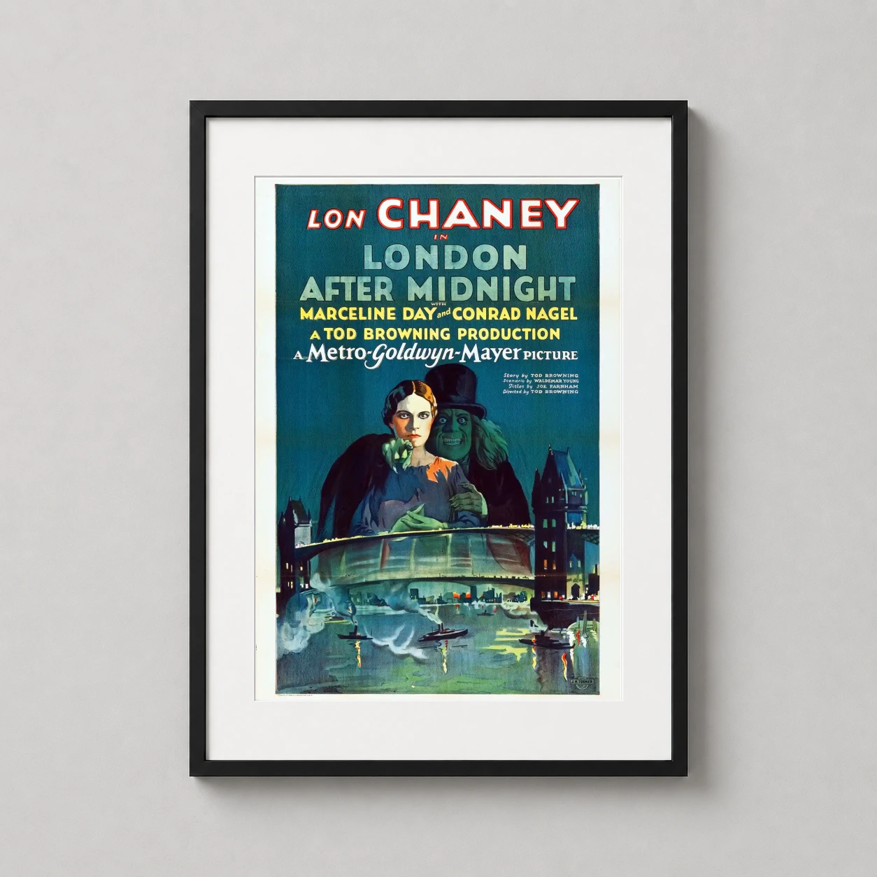 London After Midnight Lon Chaney — haunting vintage horror movie poster for the lost 1927 silent film