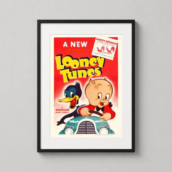 Porky Pig and Daffy Duck Looney Tunes Vintage Cartoon Movie Poster