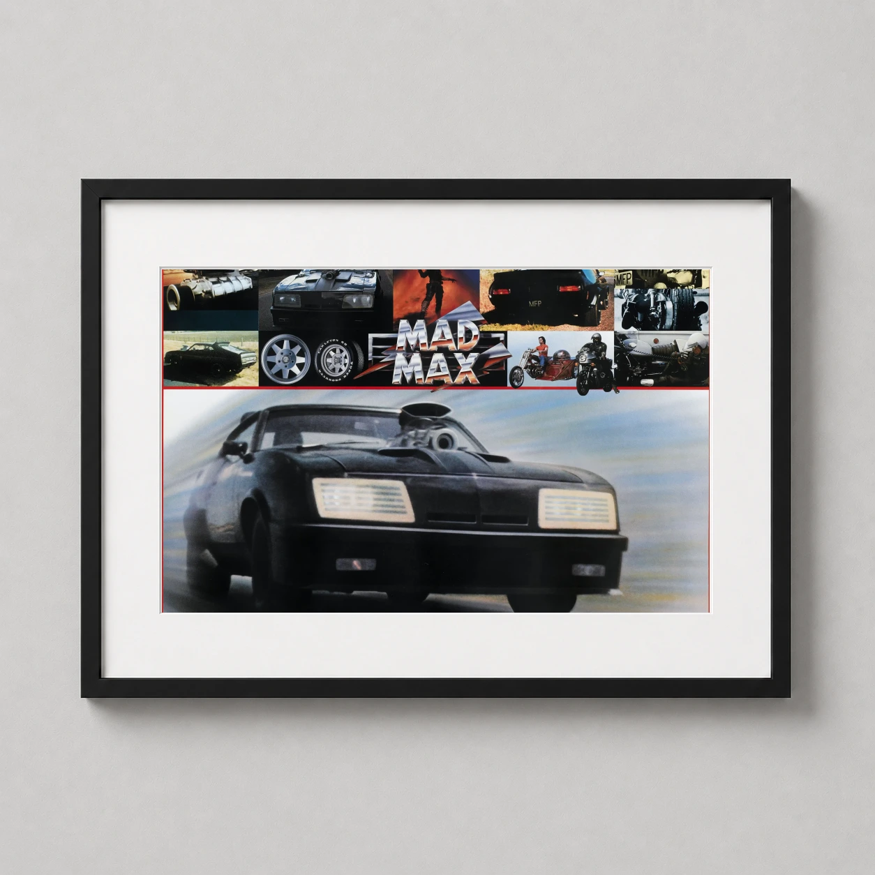 Mad Max 1979 Japanese — japanese Mad Max poster featuring the black V8 Interceptor, metallic