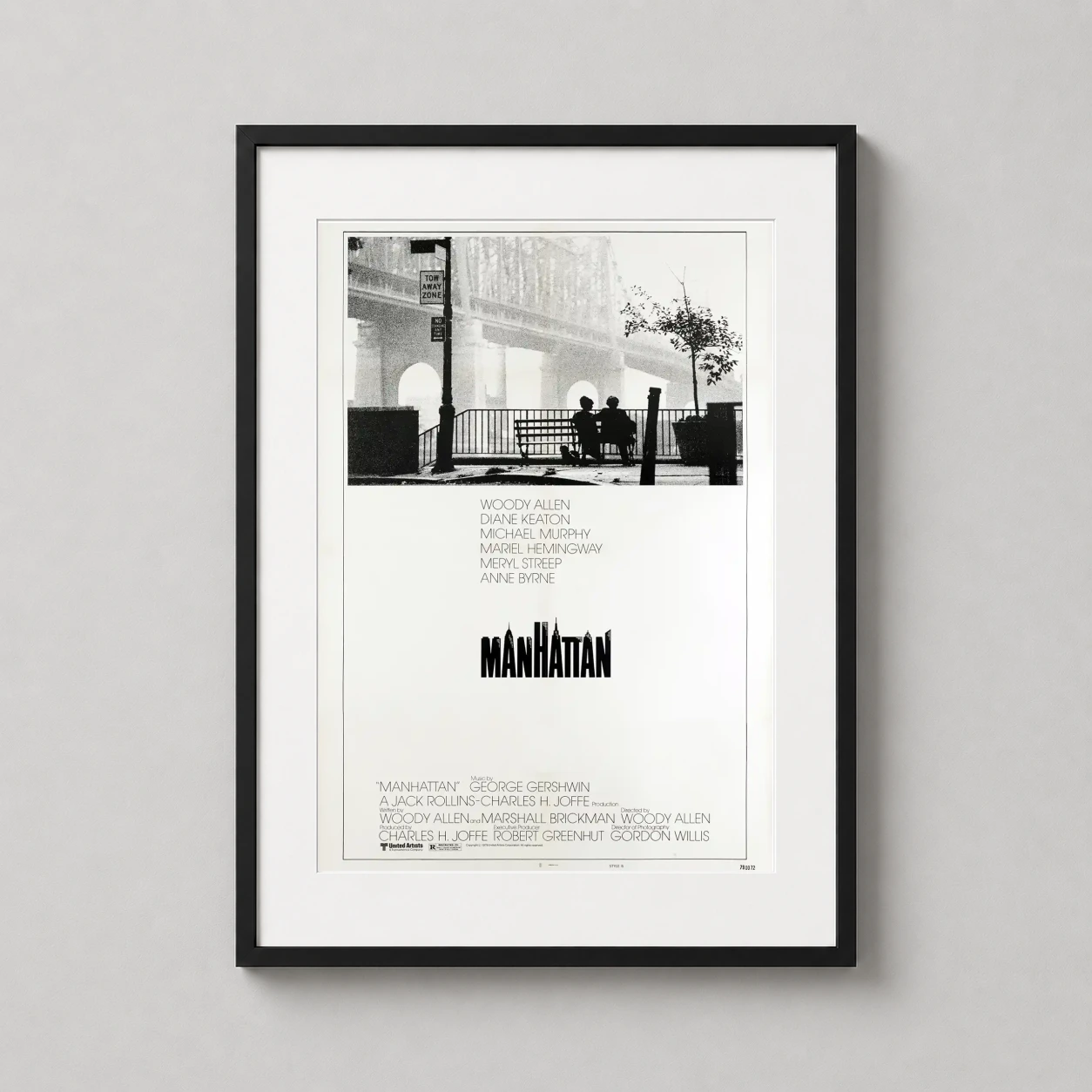 Manhattan — this monochrome cinematic print captures the famous bridge scene from