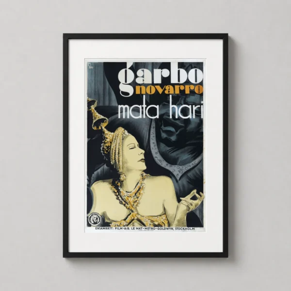 Mata Hari Greta Garbo 1931 Swedish Art Deco Vintage Movie Poster
