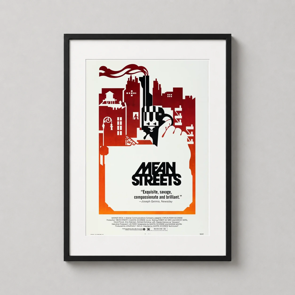 Mean Streets — bold red and white vintage movie poster for Mean Streets featuring a