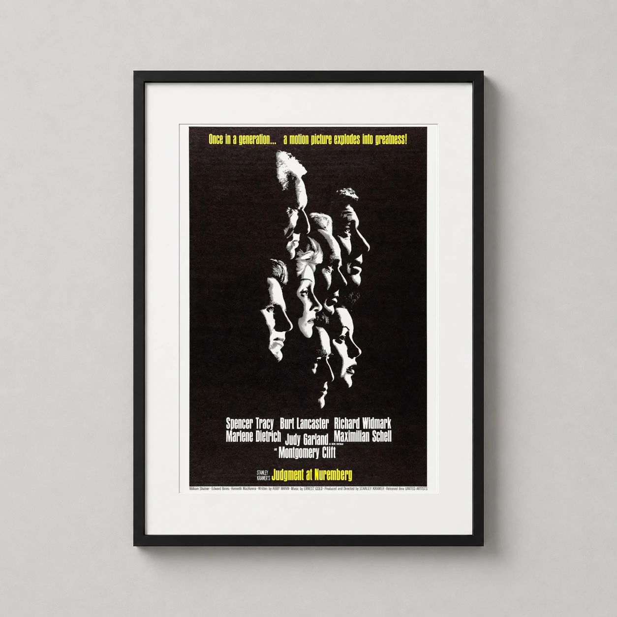 Judgment Nuremberg — high-contrast black and white movie poster for Judgment at Nuremberg