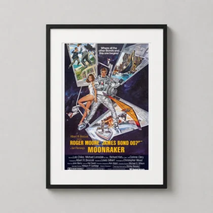 Moonraker 1979 James Bond – Roger Moore spy cinema movie poster by MerchFuse