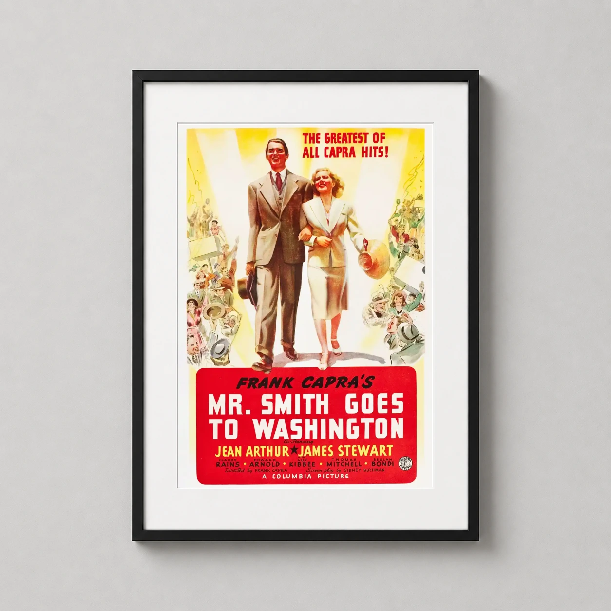 Mr Smith Goes Washington — this vintage film art features James Stewart and Jean Arthur in Frank