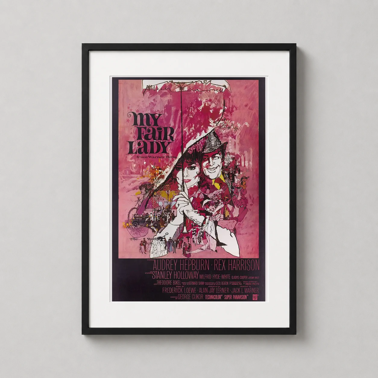 My Fair Lady — vibrant pink and purple illustrated poster for the 1964 film My Fair