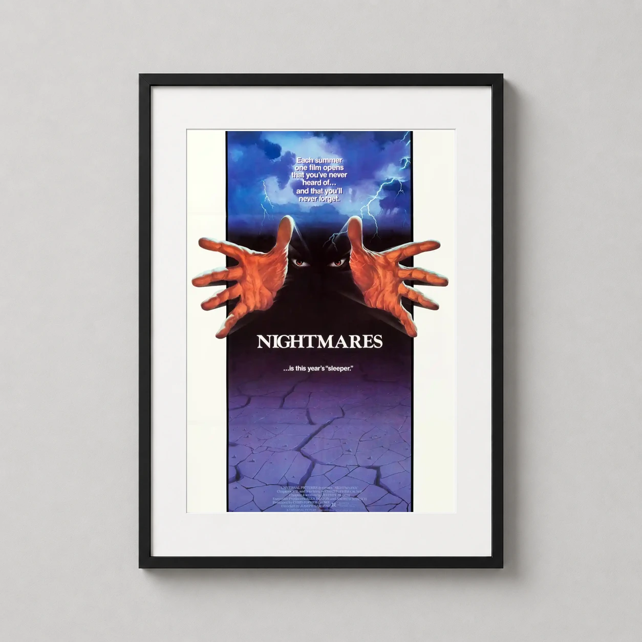 Nightmares — vintage 1983 horror movie poster featuring grasping orange hands