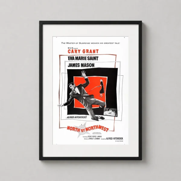 North by Northwest Vintage Hitchcock Thriller Art Movie Poster