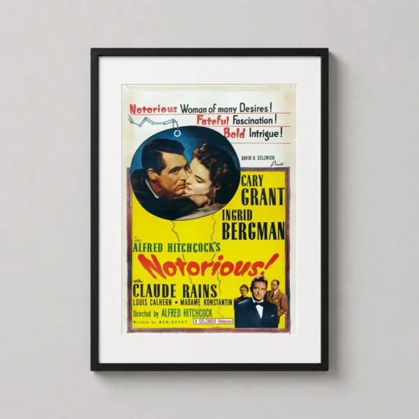 Notorious 1946 Alfred Hitchcock Film Poster