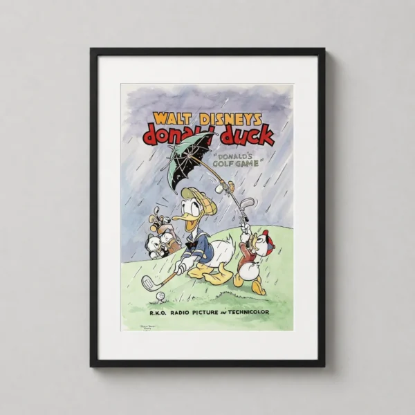 Donald Duck Donald's Golf Game Vintage 1938 Cartoon Movie Poster
