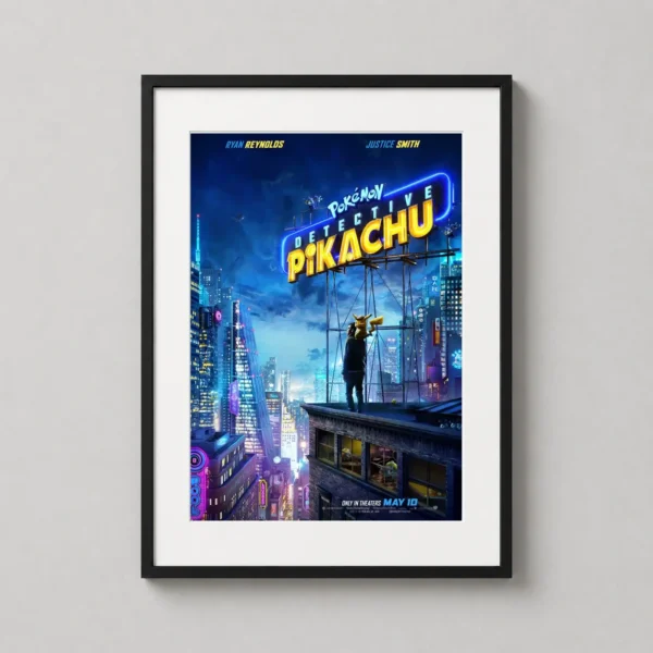 Detective Pikachu Ryme City Neon Skyline Movie Poster