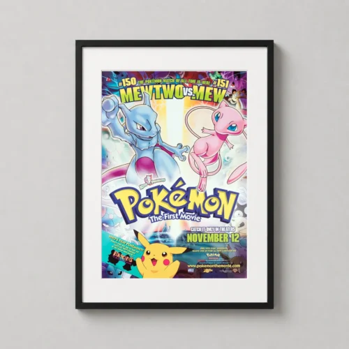 Pokémon The First Movie Mewtwo vs Mew Retro Movie Poster