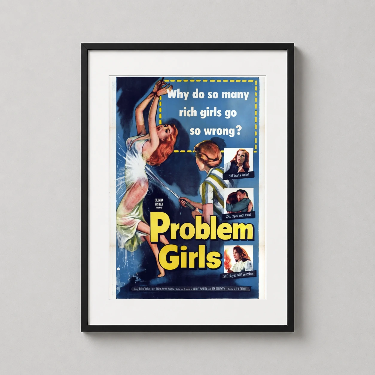 Problem Girls — sensational 1953 Problem Girls movie poster featuring dramatic pulp