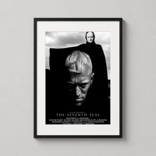 The Seventh Seal Knight and Death Black and White Movie Poster