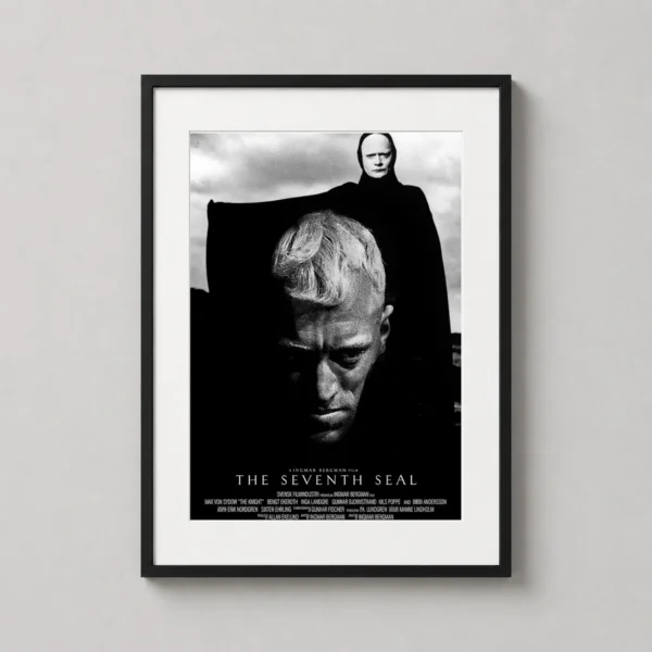 The Seventh Seal Knight and Death Black and White Movie Poster