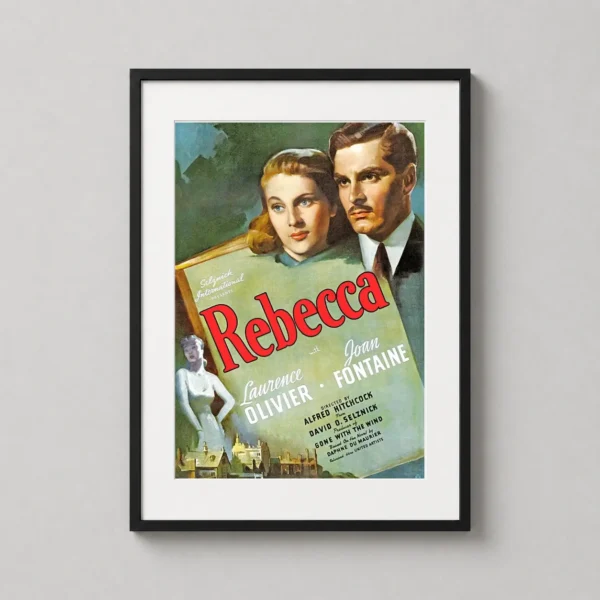 Rebecca 1940 Alfred Hitchcock Vintage Movie Poster