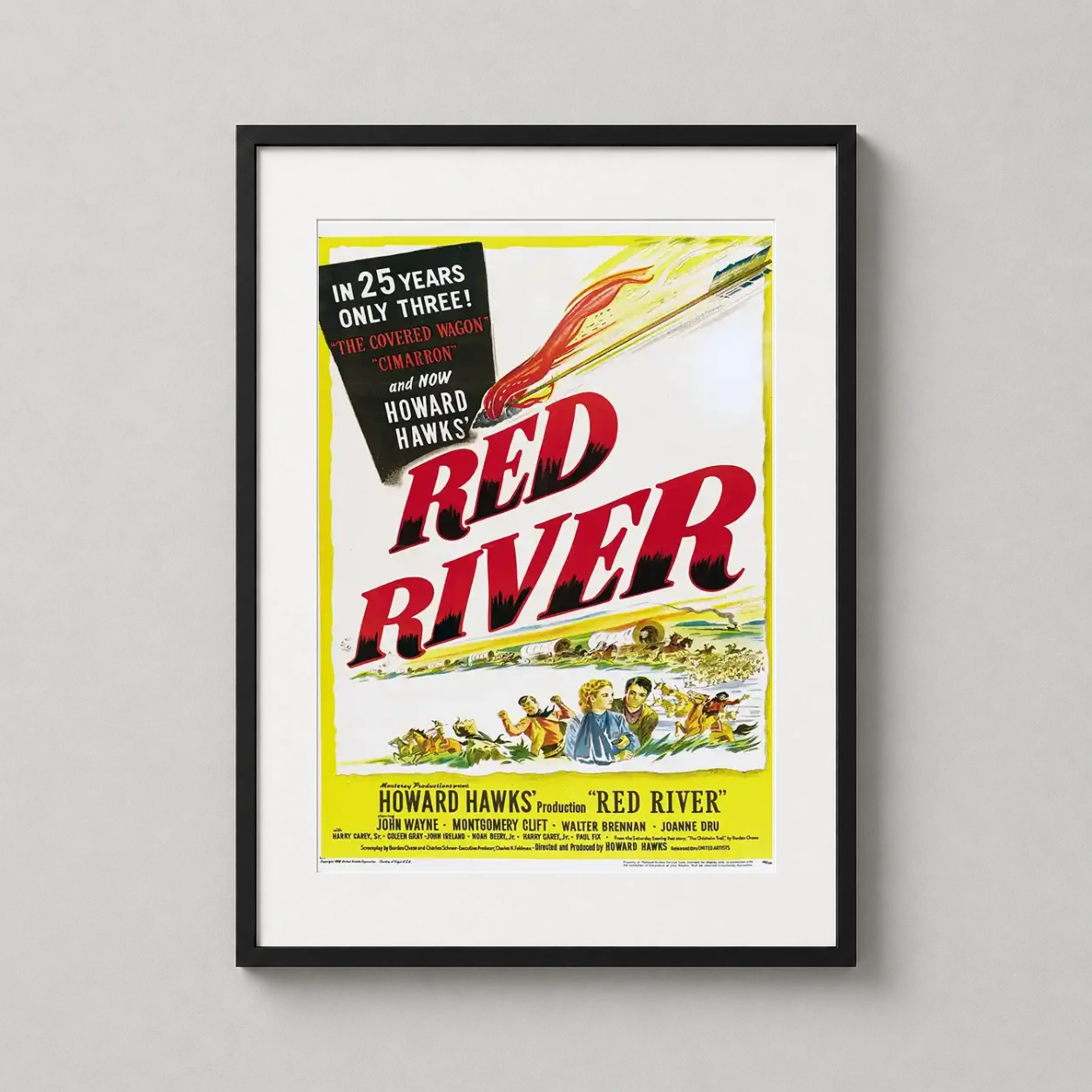 Red River — vintage-style Red River movie poster featuring bold red typography, a