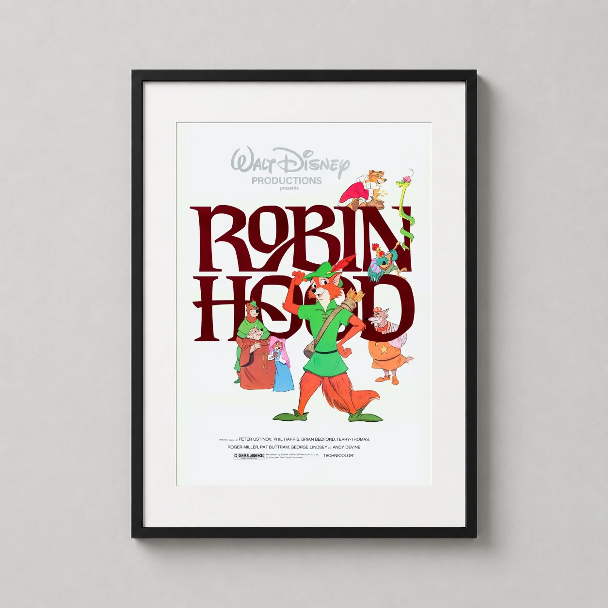Robin Hood — vintage 1982 Walt Disney Robin Hood movie poster featuring the iconic