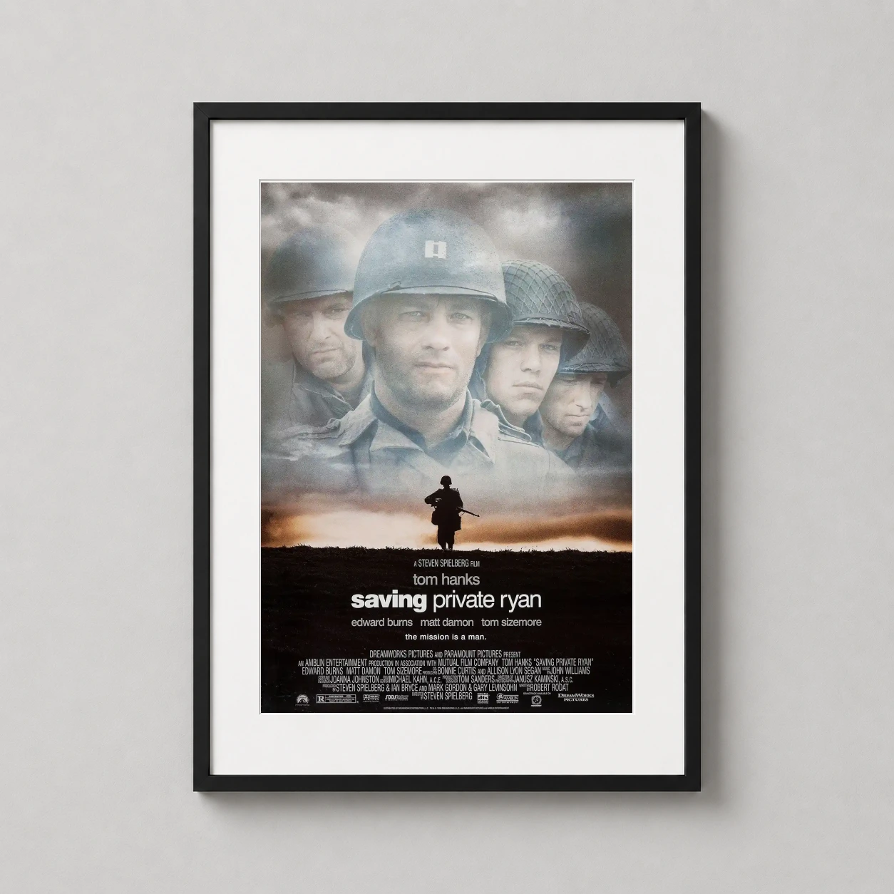 Saving Private Ryan — gritty Saving Private Ryan movie poster featuring Tom Hanks and the