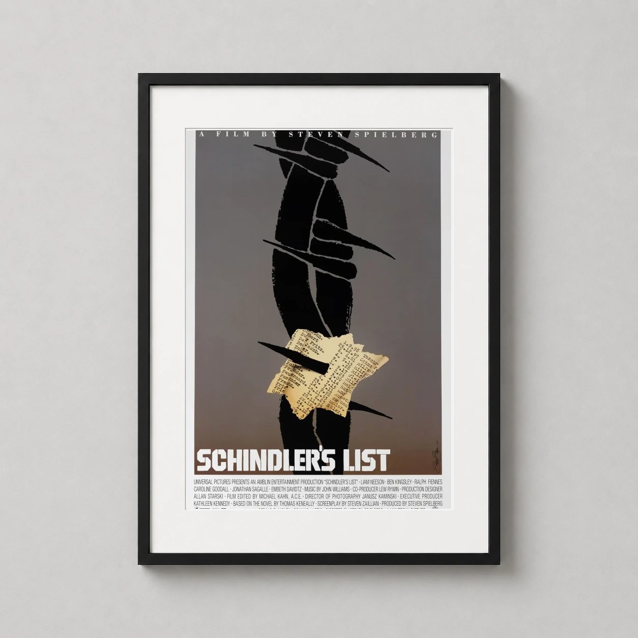 Schindler's List — high-contrast graphic poster for Schindler's List featuring jagged