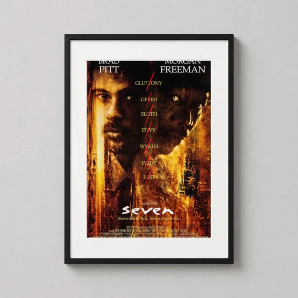 Se7en Brad Pitt and Morgan Freeman Movie Poster