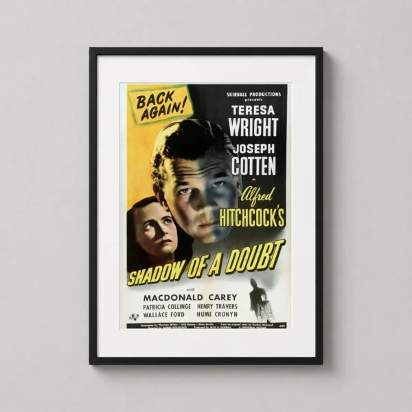Shadow of a Doubt Alfred Hitchcock Movie Poster