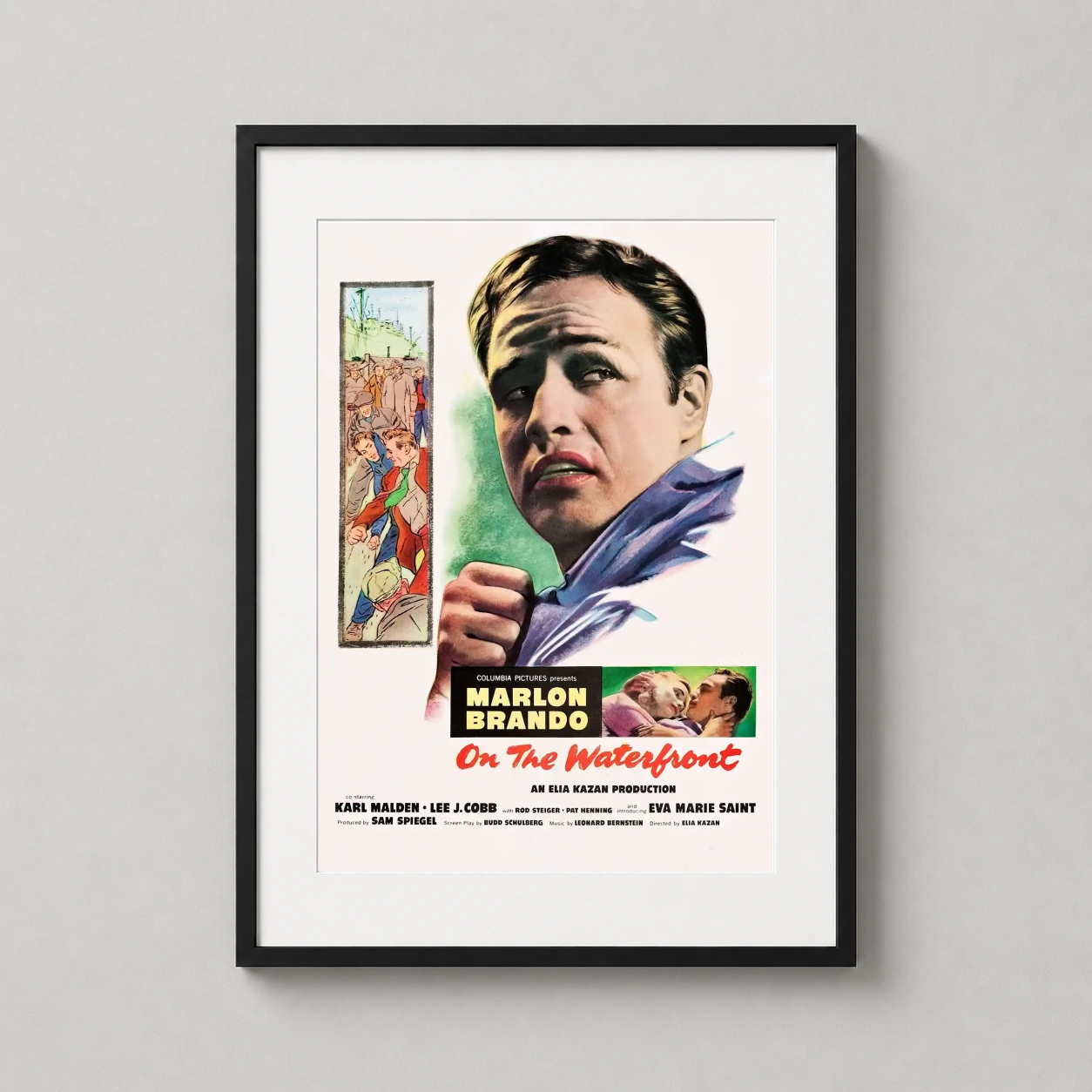 Waterfront — vintage film poster for On the Waterfront featuring a bold illustration