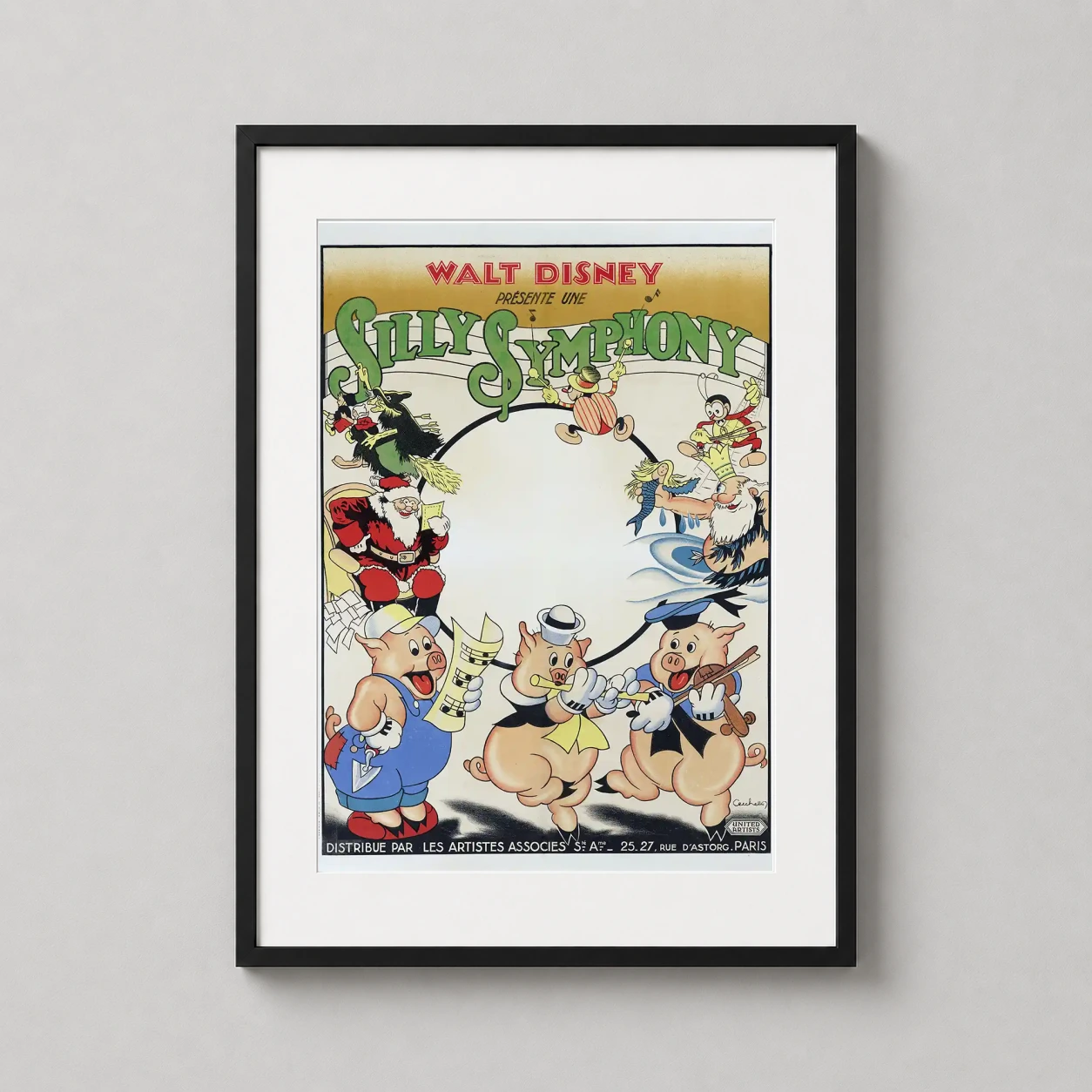 Silly Symphony — vintage French Walt Disney poster featuring the Three Little Pigs