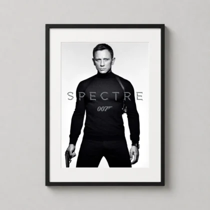 Spectre | Movie Poster | Daniel Craig James Bond Turtleneck Art framed wall art mockup
