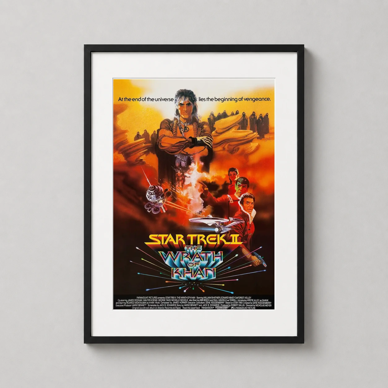 Star Trek Ii the Wrath of Khan — this vintage sci-fi artwork features Khan Noonien Singh against a fiery