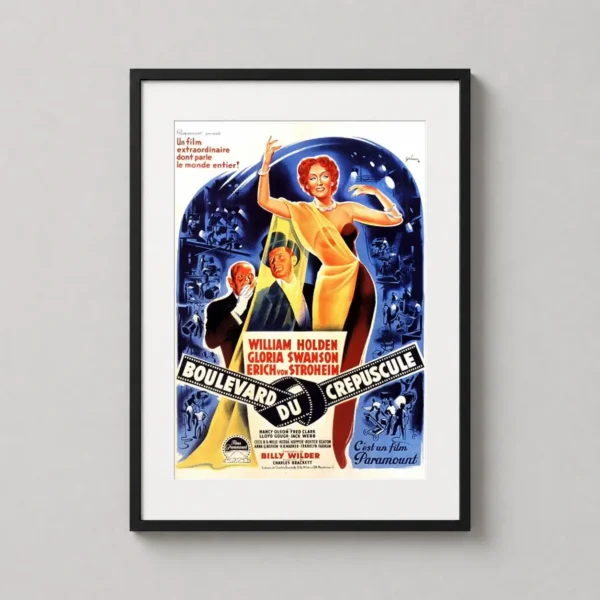 Sunset Boulevard 1950 French Version, Gloria Swanson Movie Poster