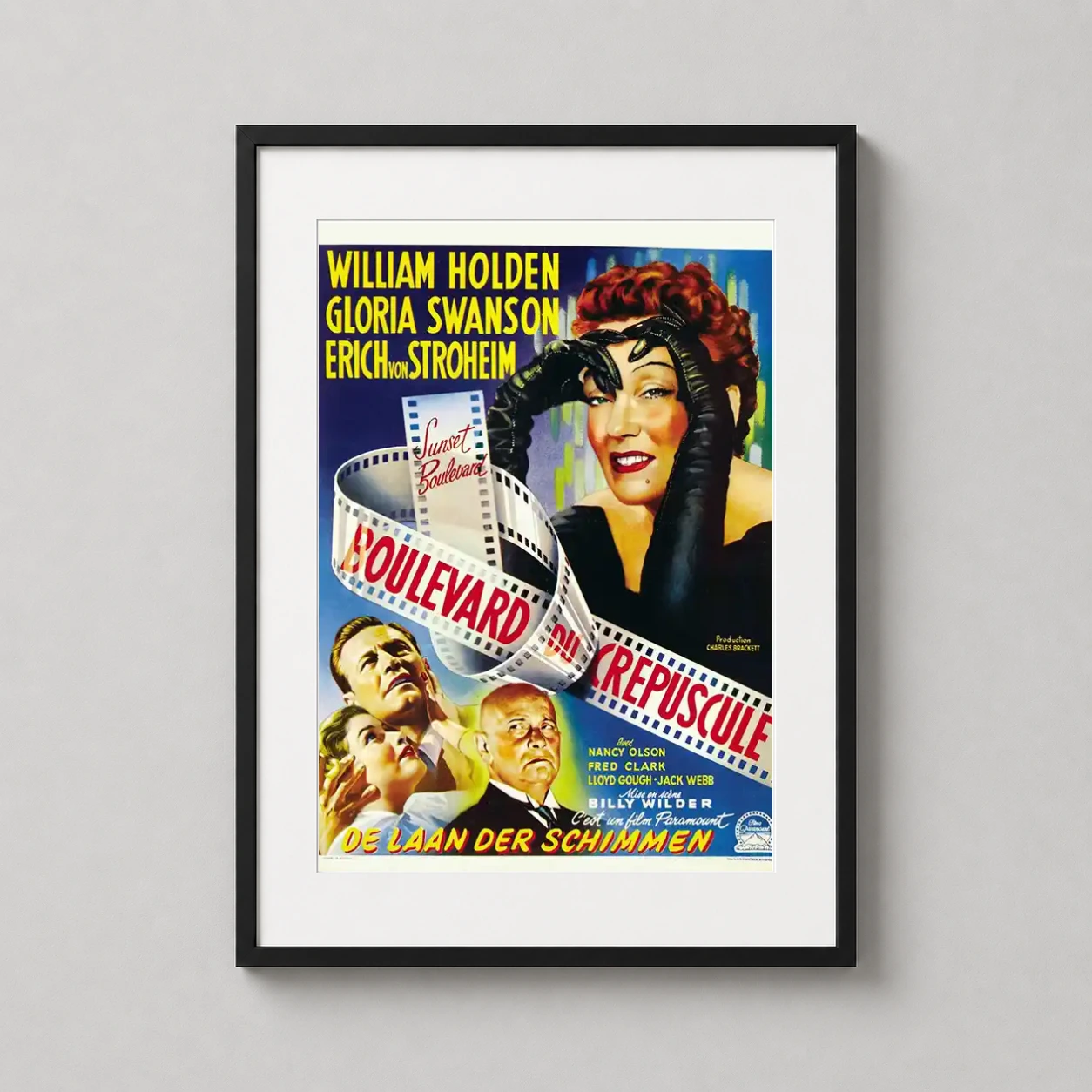 Sunset Boulevard 1950 Vintage — features the dramatic 1950 Sunset Boulevard poster with Gloria Swanson