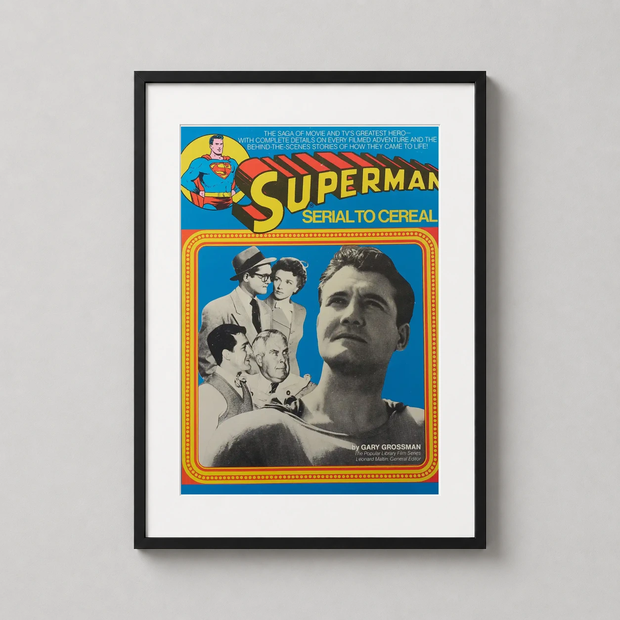 Superman — vibrant blue art print featuring the Superman Serial to Cereal book