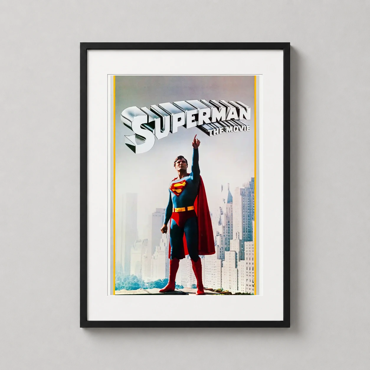 Superman 1978 Warner Brothers — vintage-style art print of Christopher Reeve as Superman, posing
