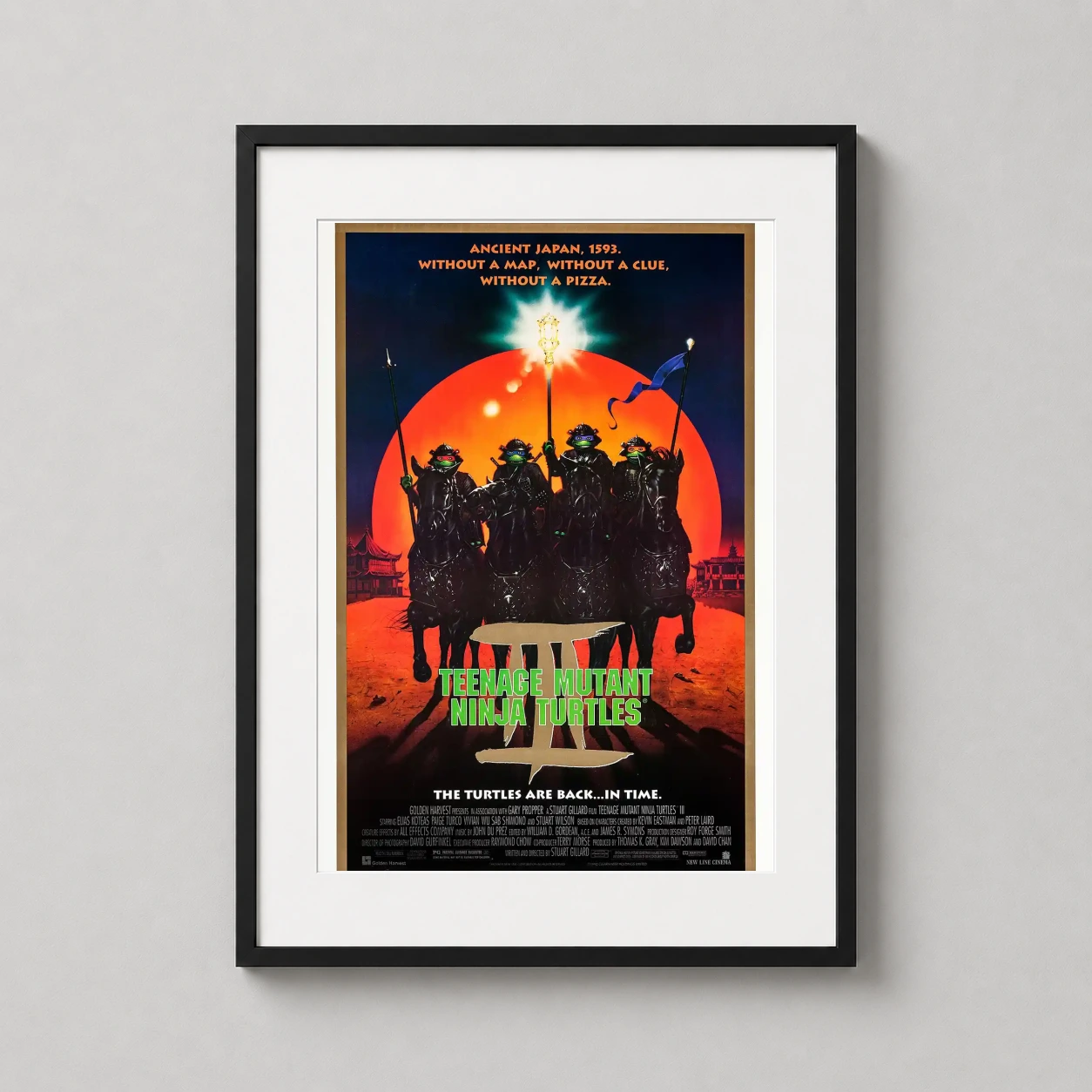 Teenage Mutant Ninja Turtles Iii — features the four Ninja Turtles in samurai armor riding black horses