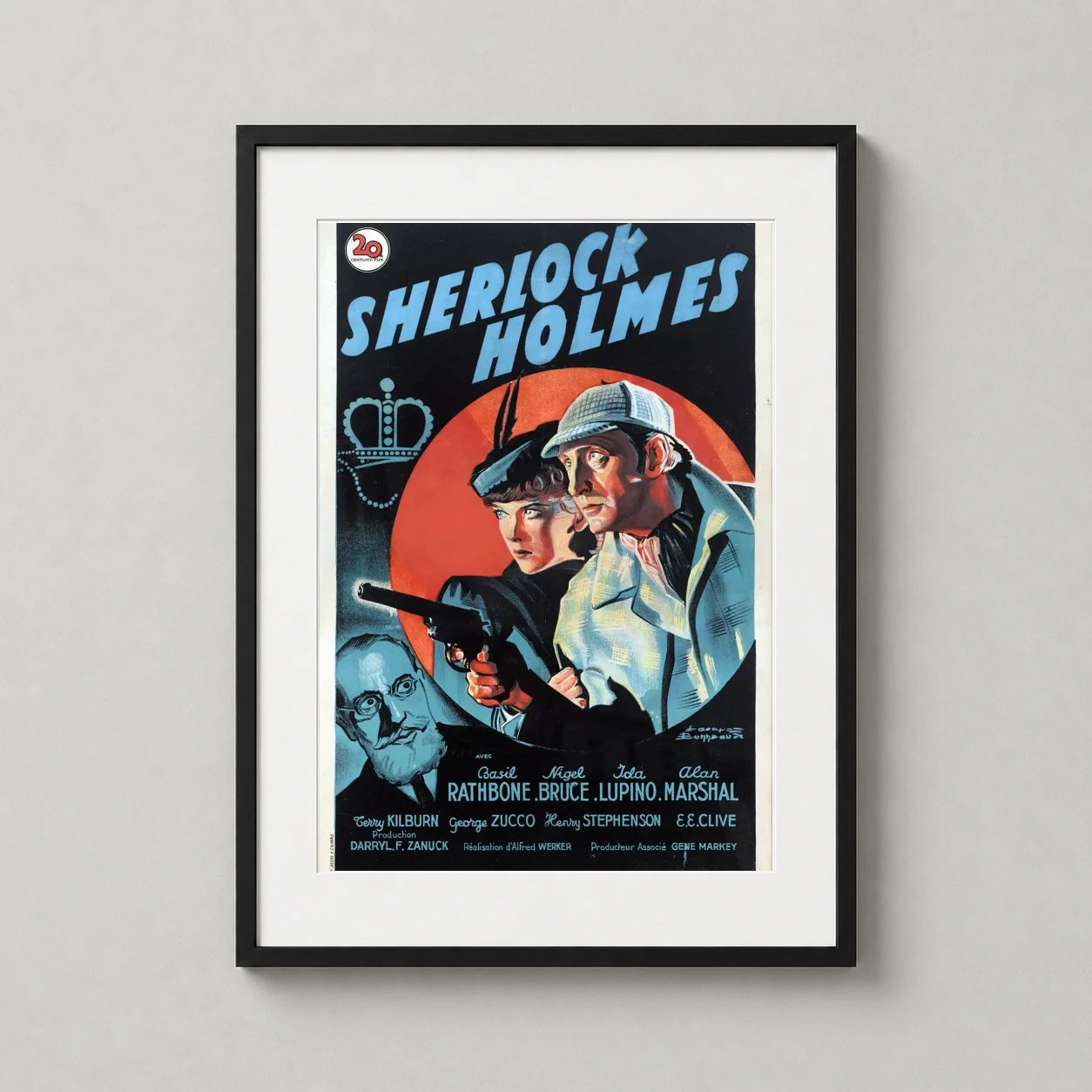 Sherlock Holmes — this 1939 French movie poster features Basil Rathbone as Sherlock